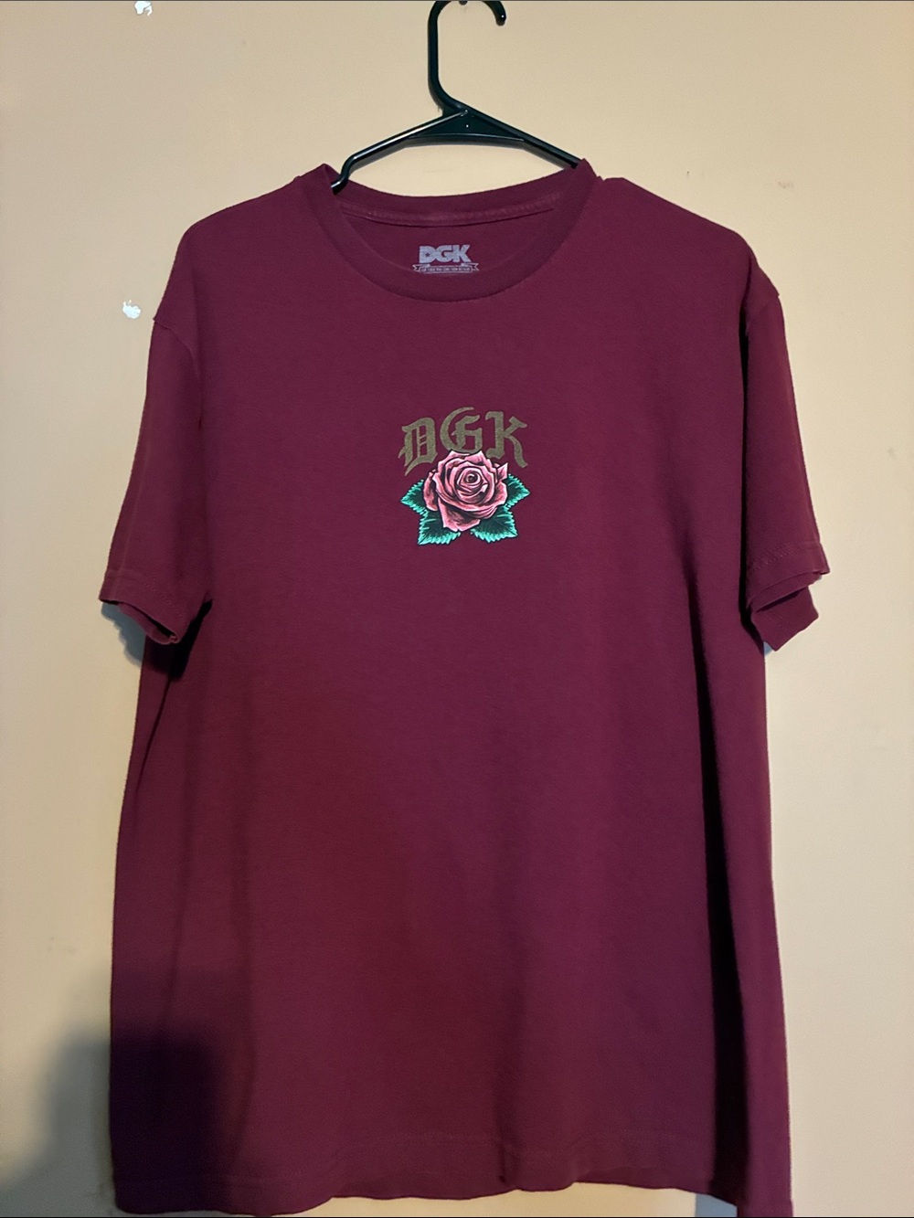 DGK Burgundy Short-Sleeve Tee with Rose Logo
